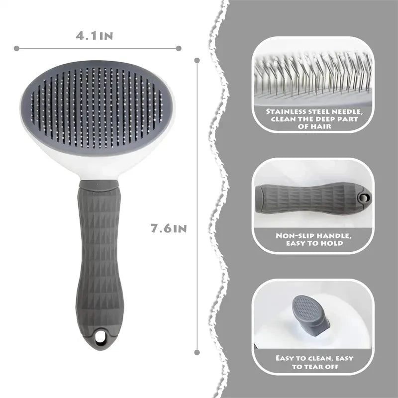 Easy-Clean Pet Hair Removal Comb | Cat and Dog Grooming Slicker Brush