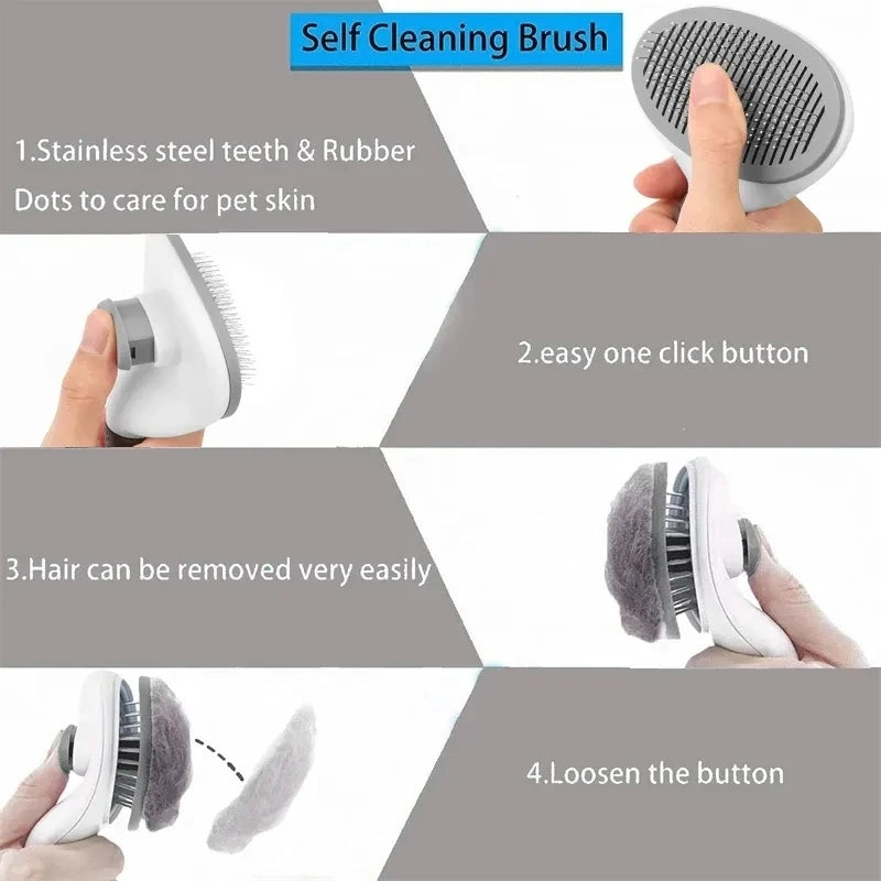 Easy-Clean Pet Hair Removal Comb | Cat and Dog Grooming Slicker Brush