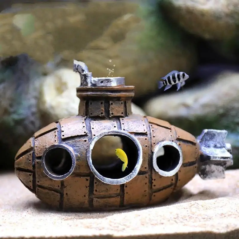 Underwater Resin Submarine Ornament | Aquarium Fish Tank Decor