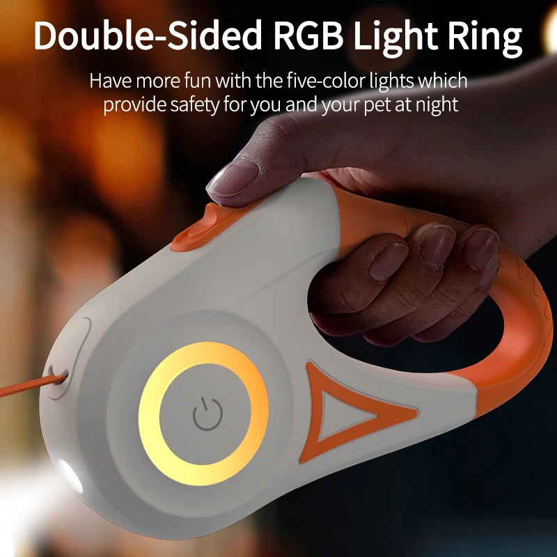 LED Retractable Dog Leash with Flashlight - Stylish and Safe Night Walks